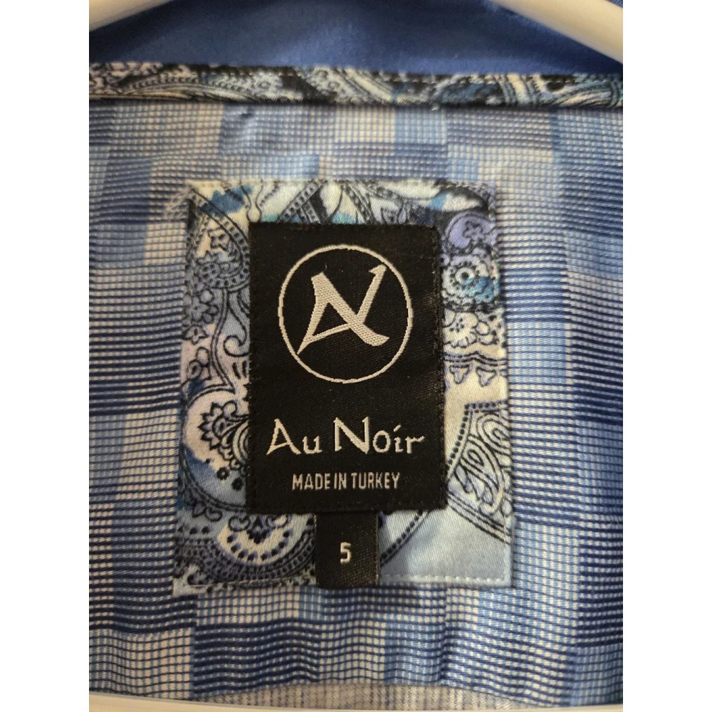 Au Noir Men Long Sleeves Shirt Size 5 Blue Pre-Owned - Picture 3 of 9